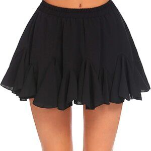 Women's Pleated Skater Skirt Basic Casual High Waisted Ruffles Flared Mini Linge